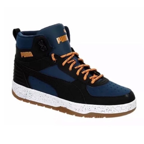 Puma Other - Puma Rebound Rugged SoftFoam+ Men's Blue Warm Fleece Lined Sneaker Boots NIB